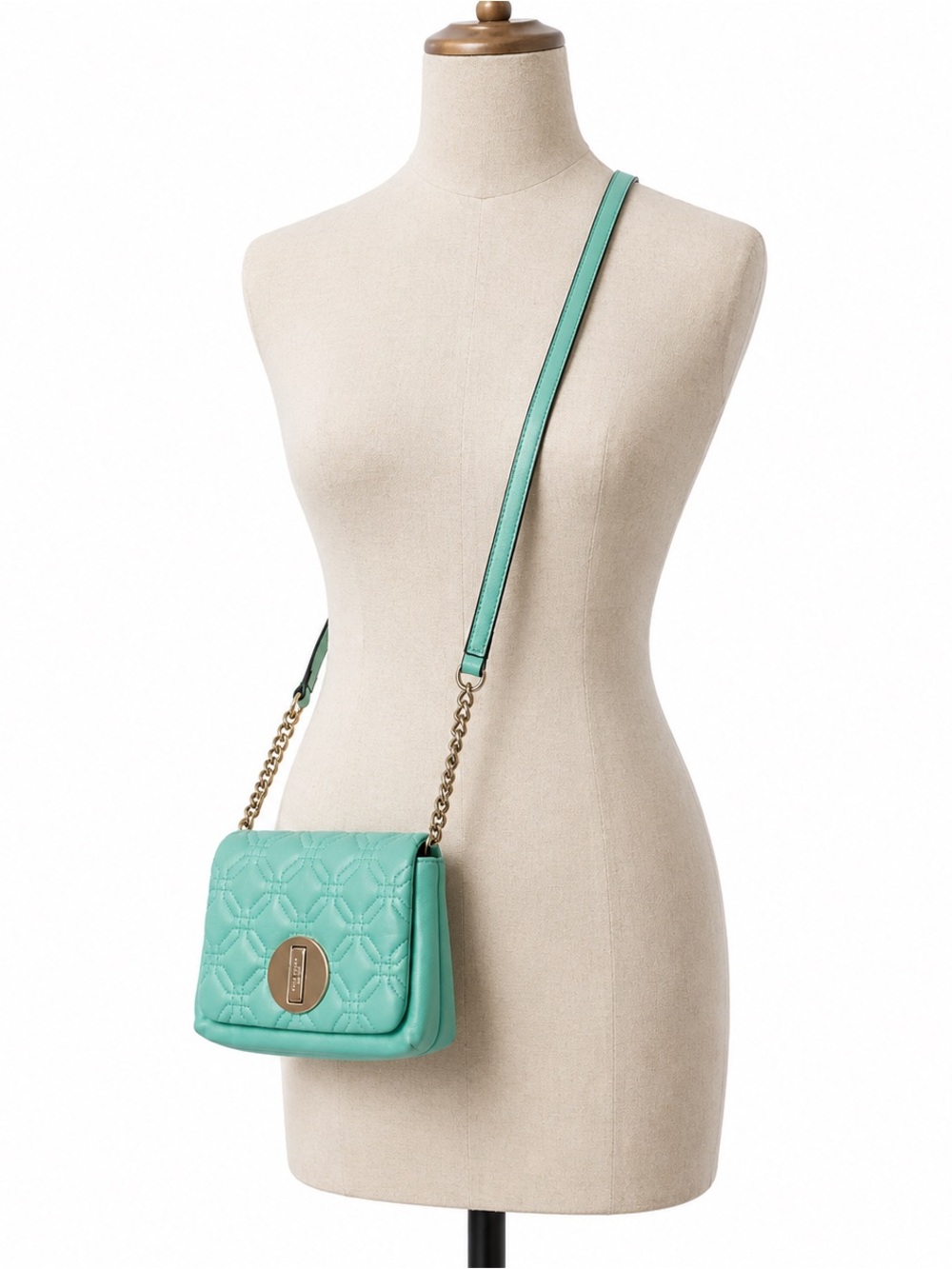 Kate Spade  Mint Green Quilted Shoulder Bag with Gold Chain